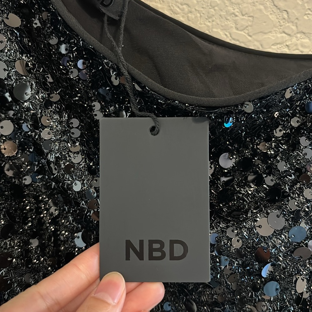 NWT NBD Sequin Dress Sz XXS in Black Mini Dress - Picture 7 of 12